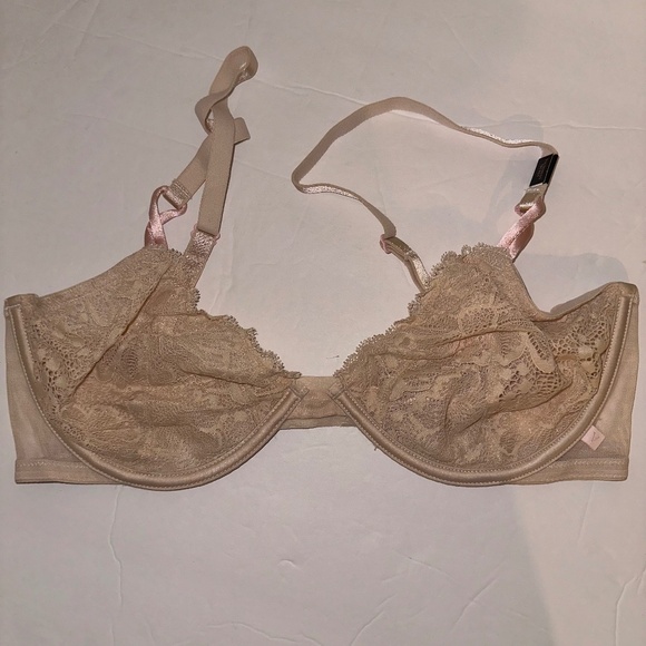 Victoria’s Secret unlined Lace Underwire Bra in Soft Beige size 36D NEW - Picture 1 of 16